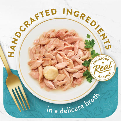 Purina Fancy Feast Appetizers, Tuna with Scallop Topper, 1.1 Oz, 10-Pack | Flavorful Lickable Grain-Free Wet Cat Food Topper, Made with High-Quality Protein in a Delicate Broth2