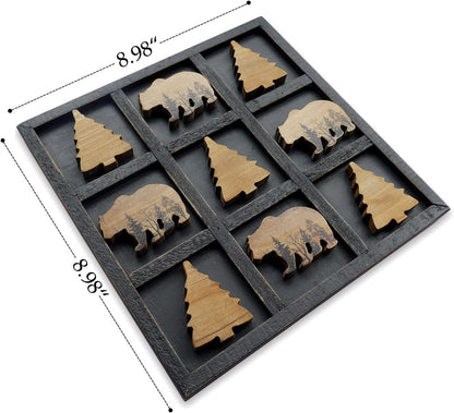 Cute Bear Decorative Wooden Board Travel Game Tic Tac Toe for Fun Coffee Table Decor6