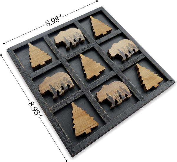 Cute Bear Decorative Wooden Board Travel Game Tic Tac Toe for Fun Coffee Table Decor6