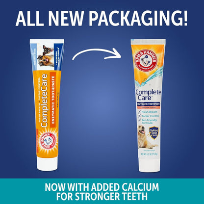 Arm & Hammer Complete Care Enzymatic Dog Toothpaste, Chicken, 6.2 Oz | Fluoride-Free Formula with Baking Soda and Calcium Fights Plaque and Tartar, Freshens Breath, Value Size2