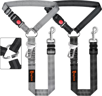 Removable Dog Seat Belt Harness for Car, 3 in 1 Pet Dog Car Seatbelt Leash, Retractable Restraint Secures to Vehicle Headrest & Adjustable Reflective Bungee Dog Seatbelt Tether, Blue and Black | Retractable Headrest-Mounted,Restraint & Adjustable Reflective Bungee Dog Seatbelt Tether,Blue and Black8