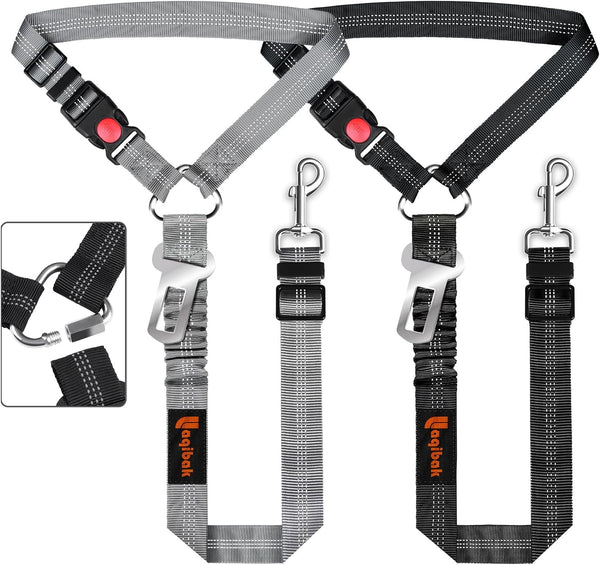 Removable Dog Seat Belt Harness for Car, 3 in 1 Pet Dog Car Seatbelt Leash, Retractable Restraint Secures to Vehicle Headrest & Adjustable Reflective Bungee Dog Seatbelt Tether, Blue and Black | Retractable Headrest-Mounted,Restraint & Adjustable Reflective Bungee Dog Seatbelt Tether,Blue and Black8