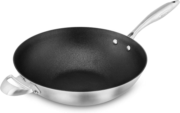 CX+ 12.5" Nonstick Wok - Stratanium plus Nonstick Stir Fry Pan | 5-Ply Stainless Steel - Made in Denmark1