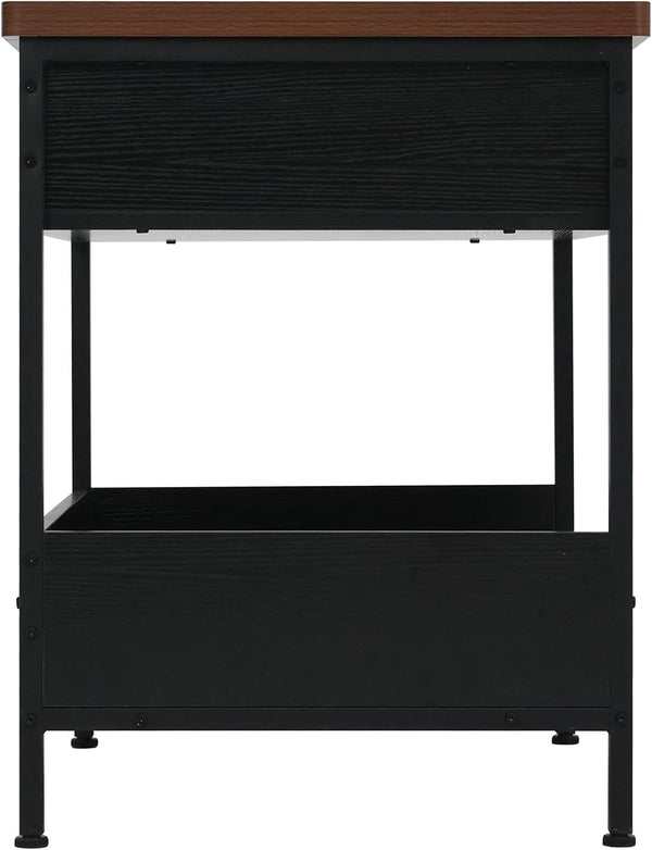 Dog Bed End Table with Storage Drawer and Washable Cushion, Black & Walnut | Open Elevated Dog Bed Furniture for Small Medium Dogs up to 50 Lbs, Metal Frame, Drawer, for Living Room, Bedroom Bedside5