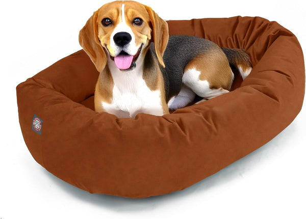 Majestic Pet 32 Inch Suede Calming Dog Bed Washable – Cozy Soft round Dog Bed with Spine Support for Dogs to Rest Their Head - Fluffy Donut Dog Bed 32X23X7 (Inch) - round Pet Bed Medium – Sage46