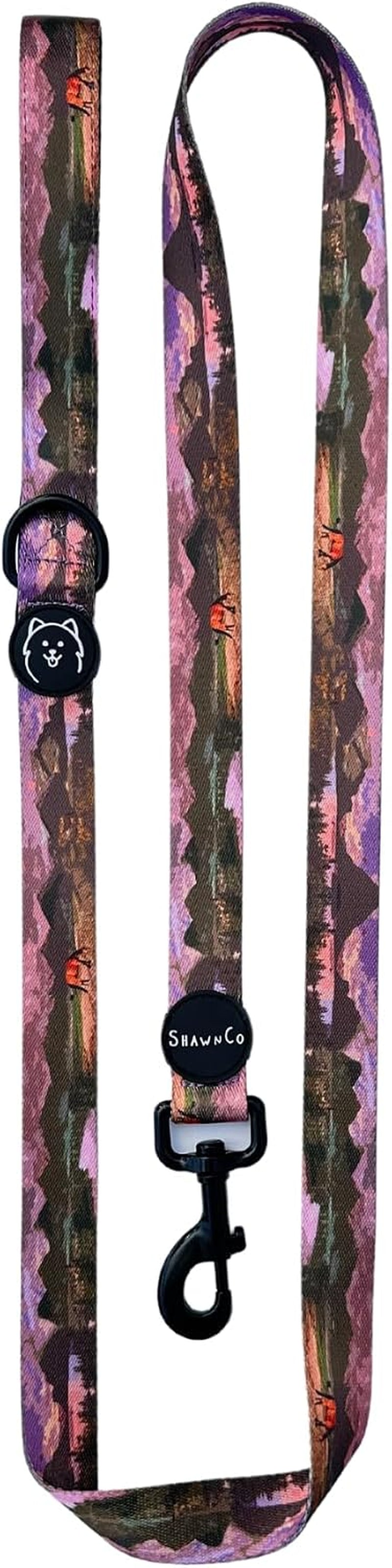 shawnco-dream-walk-dog-leash-premium-nylon-pet-leash-with-soft-neoprene-handle-for-small-medium-and-large-dogs-icy-lilac-m-l-6ft-w-2-handles