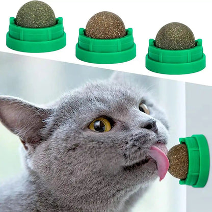 3 Pack Catnip Balls, Catnip Ball for Cats Wall, Edible Kitty Toys for Cats Lick, Safe Healthy Kitten Chew Toys, Teeth Cleaning Dental Cat Toys, Cat Wall Treats (1, Green)1