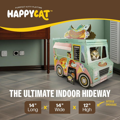Happycat Whisker’S Wagon Cat Scratcher House - Vintage Cardboard Cat Playhouse with Scratch Panels & Spacious Hideaway. Cute Pet Toys - Durable Activity Center for Indoor Cats4