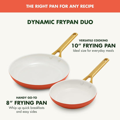 Nonstick Reserve Pro 10” & 12” Frying Pan Set, NSF Certified Ceramic, Hard Anodized Pfas-Free Skillets, Stainless Steel Handles, Oven & Dishwasher Safe, Harvest Orange3