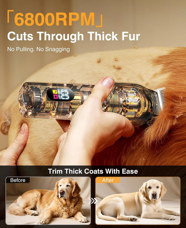 Dog Clippers for Grooming, Dog Grooming Kit for Heavy Thick Hair, Low Noise Cordless Pet Hair Trimmer with Stainless Steel Blade, Professional Rechargeable Hair Trimmer for Dogs and Cats Sliver8