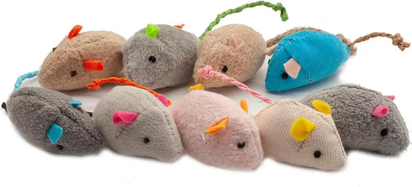Fashion'S Talk Cat Mice Toy 18-Pack Plush Catnip-Filled Mice Toys for Indoor Cats - Realistic Design, 9 Assorted Colors, 2 of Each, Value Pack6