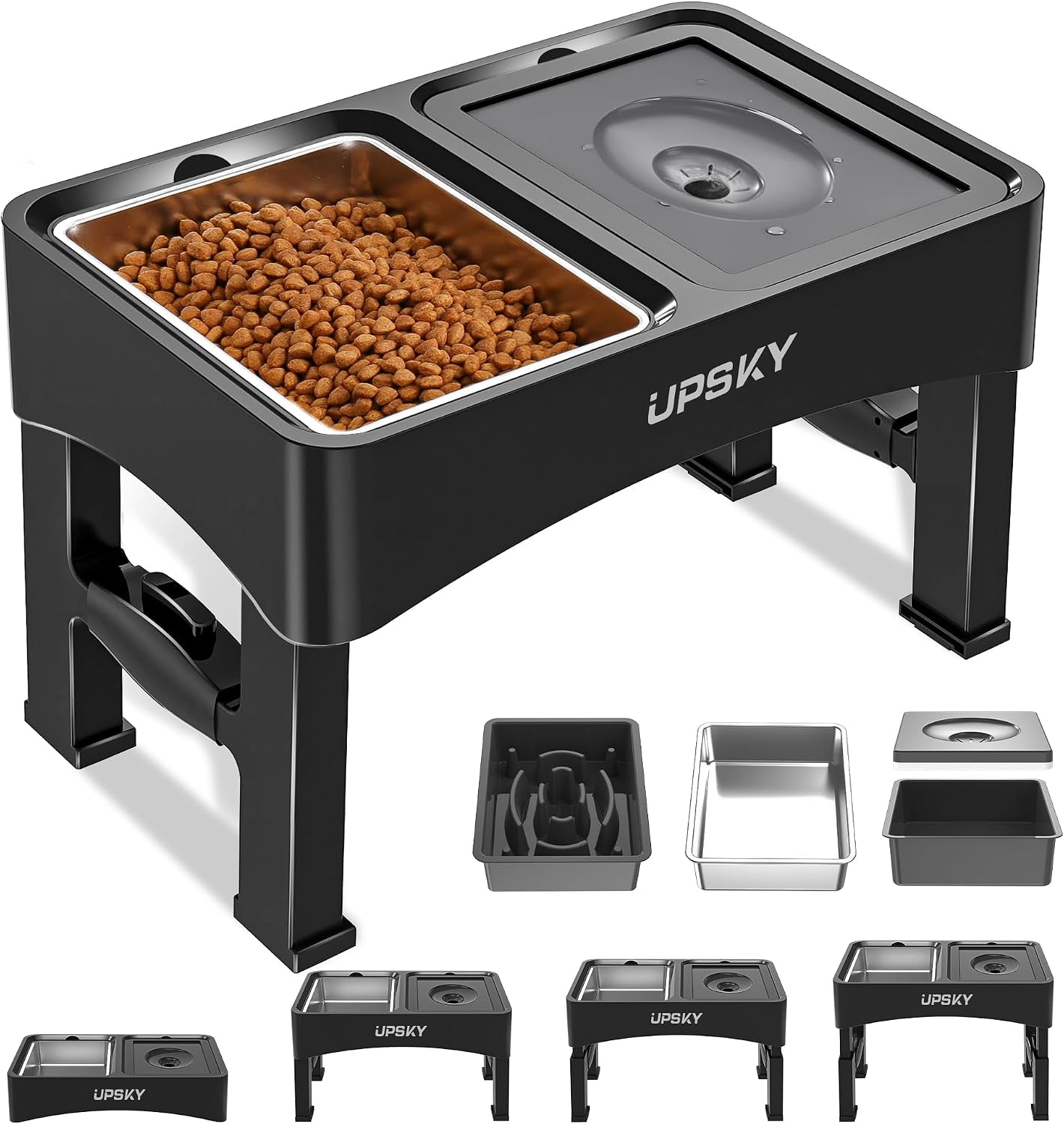 upsky-2-in-1-elevated-dog-bowls-slow-feeder-4-height-adjustable-raised-bowl-stand-no-spill-dog-water-bowls-anti-slip-food-and-water-bowls-for-small-medium-dogsnot-include-stainless-steel-bowl