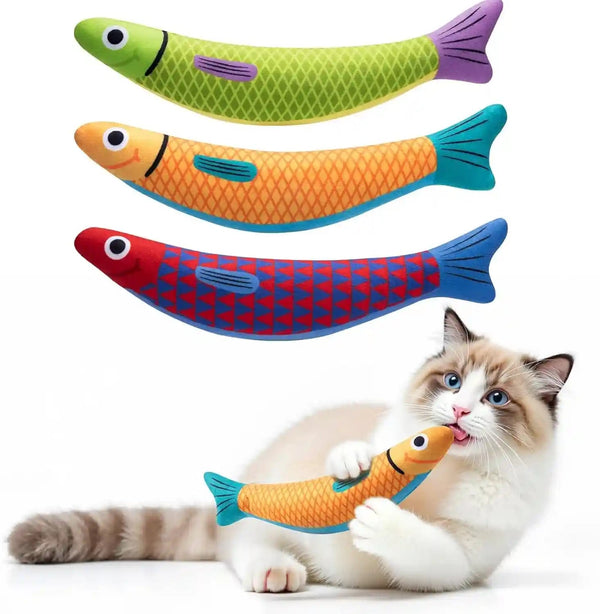 Petbusy Cat Toys With[5000Mg A+Natural Catnip &Silvervine] [Baby Grade] Interactive Soft Chew Kicker Cat Toys for Indoor Cats & Kittens, [Crinkle &Bell] Fish Sound Toy, Drives Bored Cat Crazy with Fun13