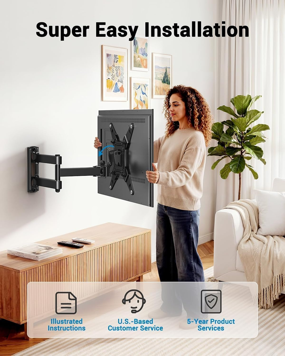 full-motion-tv-wall-mount-for-echo-show-21-15-and-13-43-inch-flat-curved-screen-tvs-monitors-max-vesa-200x200mm-up-to-44lbs-tv-mount-wall-bracket-with-rotation-swivel-tilt-extension