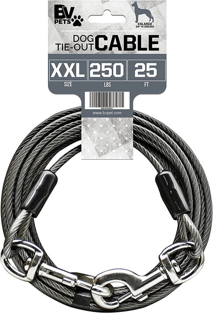 BV Dog Tie Out Cable 30 Feet - Heavy Duty Dog Lead up to 125 Pounds - Reflective & Rust-Free with Quick Release Swivel Clips & 360° Rotating Clasp - Tangle-Free Dogs Runner for Yard (Red, Single)17