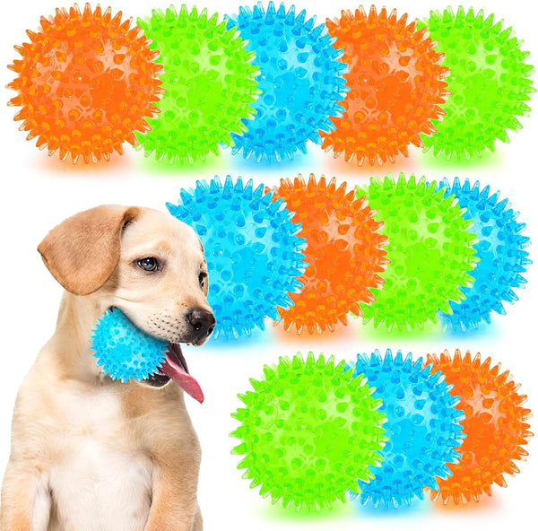 PUPTILY 2 Different Functions Interactive Ball for Dogs 2.5” Squeaky Dog Balls Toys and Puppy Teething Chew Toy Balls for Small Dogs for Clean Teeth and Training （5Pcs）8