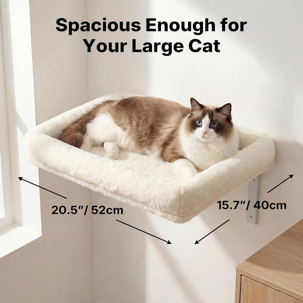 Veehoo Cat Wall Shelves for Large Cats, 2-Pack Cat Shelf for Climbing | 20.5"×15.7" Large Cat Wall Furniture with Soft Cushion Perch Bed, 40 Lbs Support, Fits 16 Inch Drywall2