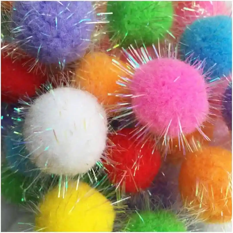 20pcs-1-5inch-extra-large-cats-favorite-chase-glitter-ball-toy-sparkle-pom-pom-balls