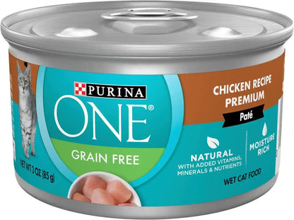 Purina ONE High Protein, Grain Free Pate Wet Cat Food Variety Pack, Grain Free Formula - (Pack of 24) 3 Oz. Cans12