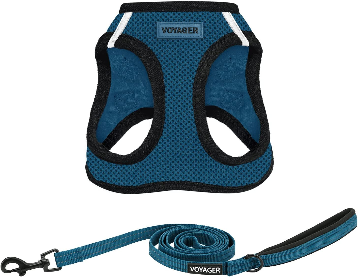 best-pet-supplies-voyager-step-in-air-all-weather-mesh-harness-and-reflective-dog-5ft-leash-combo-with-neoprene-handle-for-small-medium-and-large-breed-puppies-baby-blue-small