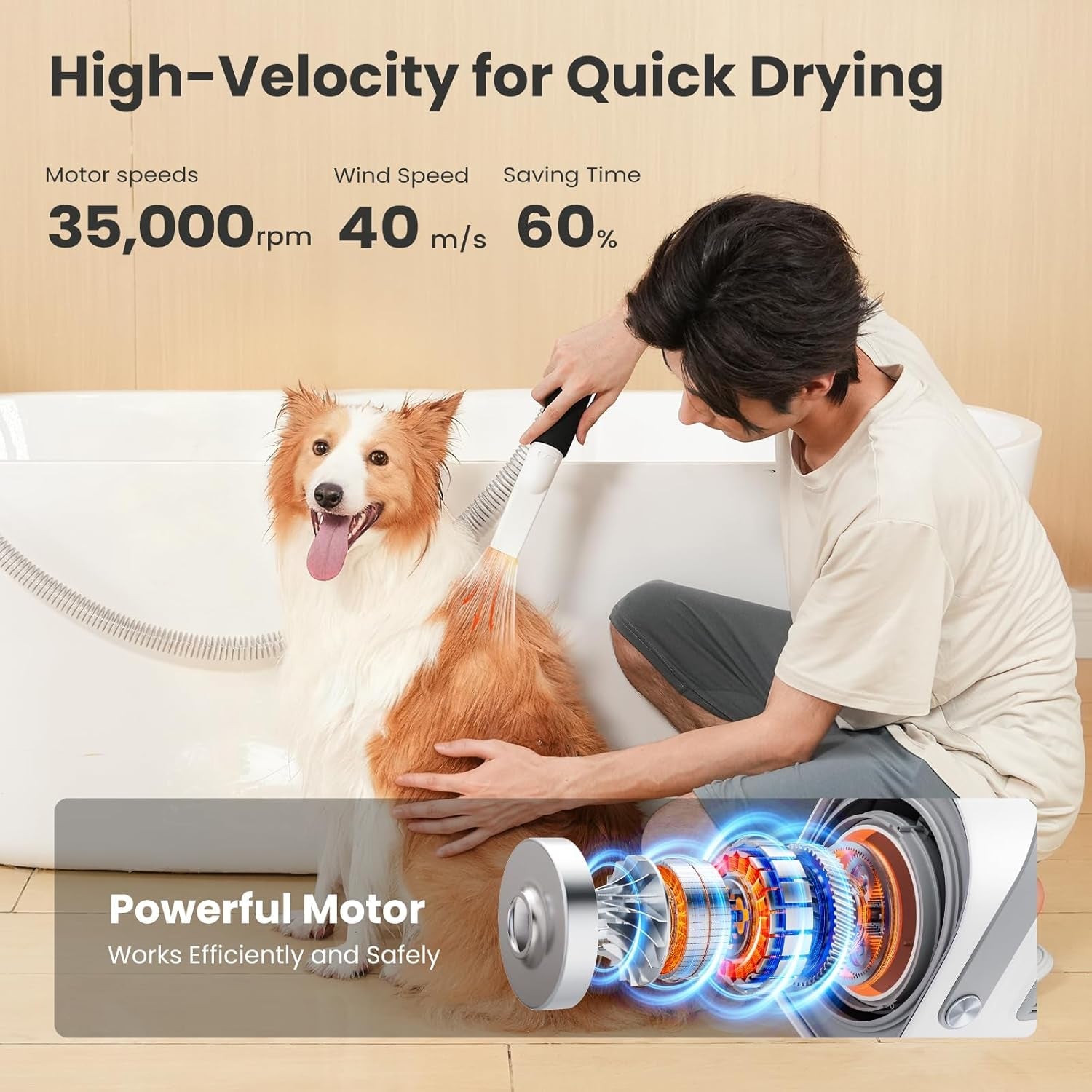 pecute-7-in-1-dog-grooming-vacuum-dryer-for-heavy-shedding-10000pa-suction-adj-suction-temp-home-salon-use-55db-low-noise-1-7l-dust-cup-reduces-flying-hair-easy-cleanup