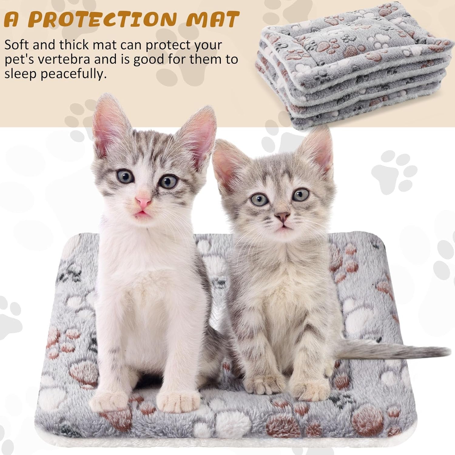 tuanse-4-pack-ultra-soft-dog-cat-bed-mat-small-animal-guinea-pig-bed-with-cute-print-reversible-fleece-dog-crate-kennel-pad-cozy-washable-thickened-hamster-pet-beds-mat13-x-19-inches-light-gray
