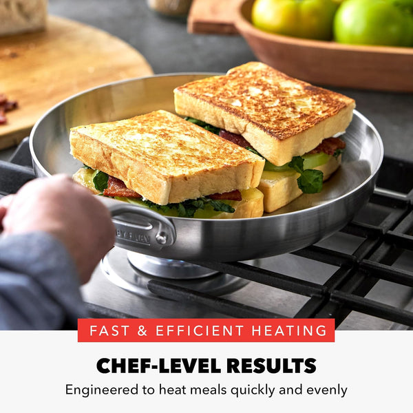 X Bobby Flay 10 Piece Stainless Steel Cookware Set, Tri-Ply Multiclad Pots & Pans, Professional Grade, Oven & Broiler Safe to 600°F, Dishwasher Safe, Durable, Induction Compatible, Silver9