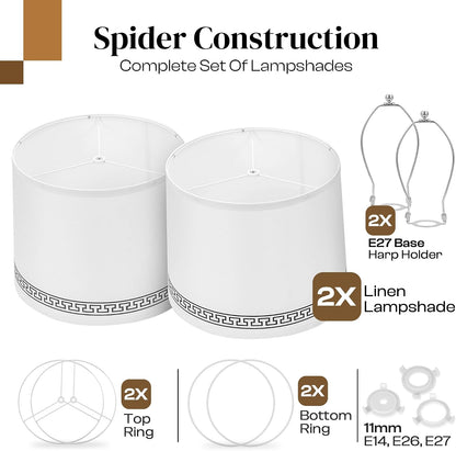 Lamp Shades Set of 2–𝐃𝐫𝐮𝐦 𝐒𝐡𝐚𝐩𝐞 Lampshades 𝟏𝟏.𝟔” 𝐓𝐨𝐩𝐱𝟏𝟐.𝟔” 𝐁𝐨𝐭𝐭𝐨𝐦𝐱𝟗.𝟖” 𝐇𝐢𝐠𝐡 Fits Harp-Style Bedside & Floor Lamp Shades–Easy Assembly(Ships Rolled Flat)(White, Medium)6