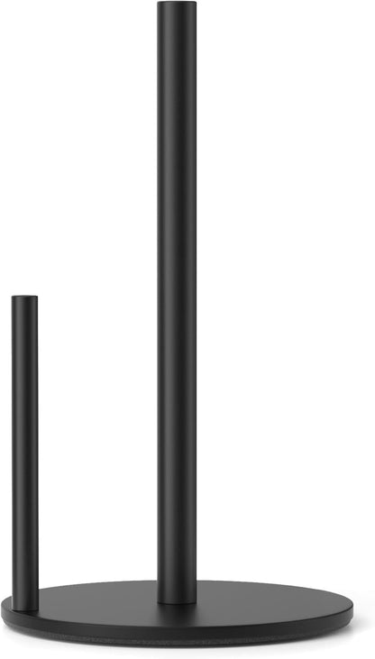 Paper Towel Holder Black, Premium Stainless Steel Kitchen Roll Dispenser, Countertop Roll Organizer with Weighted Base1