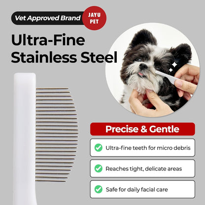 JAYU PET Facial Grooming Comb | Dog Eye Combs, Stress-Free Eye Gunk Remover for Dogs & Cats, Pet Facial Brush, Cat Grooming Kit4