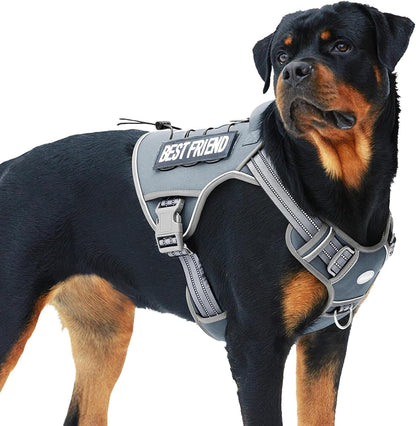 Auroth Tactical Dog Harness for Large Dogs No Pull Adjustable Pet Harness Reflective K9 Working Training Easy Control Pet Vest Military Service Dog Harnesses Army Yellow L9