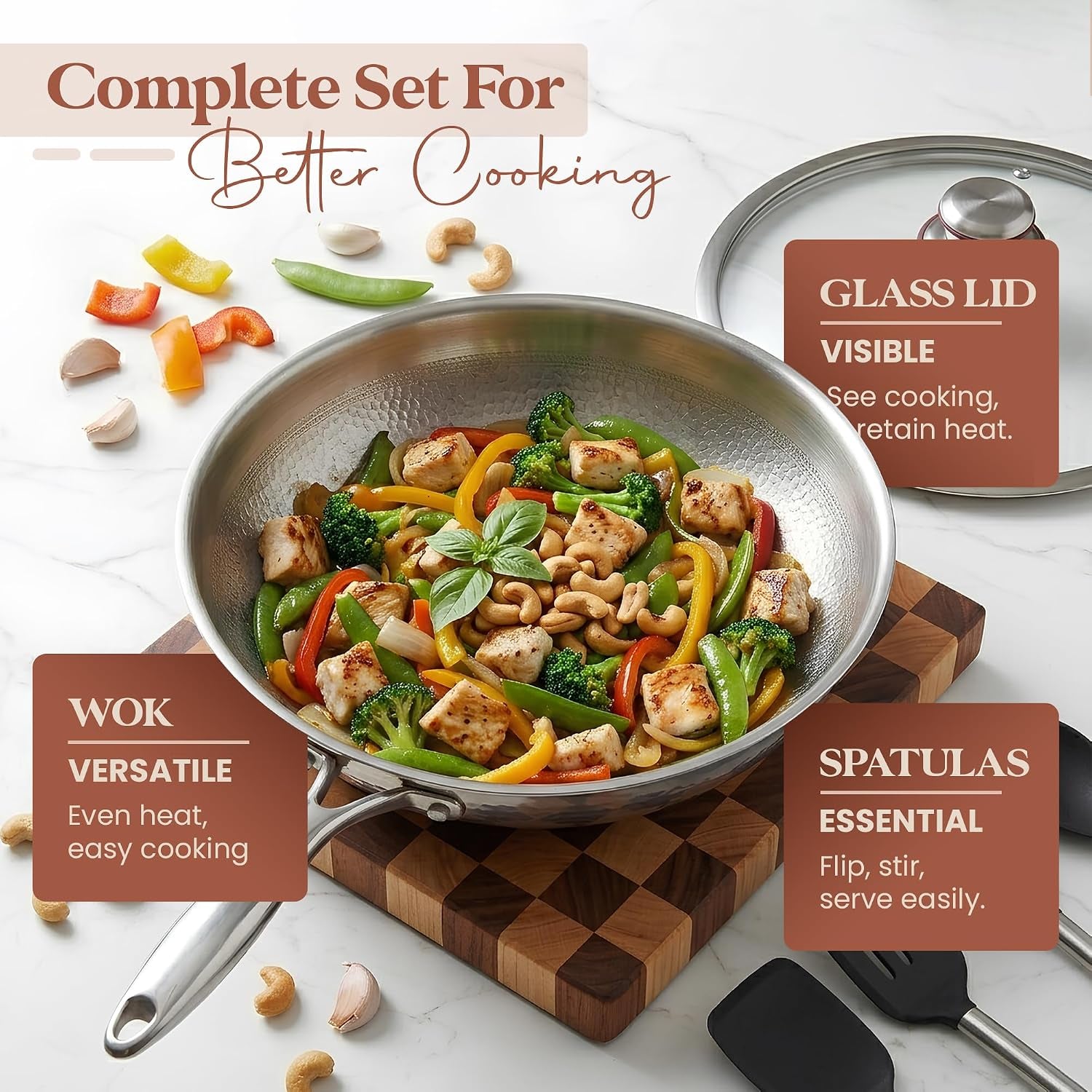 titanium-frying-pan-hammered-non-stick-skillet-with-glass-lid-4-spatulas-pfas-pfoa-ptfe-free-tri-ply-stainless-steel-induction-oven-safe-dishwasher-safe-cookware