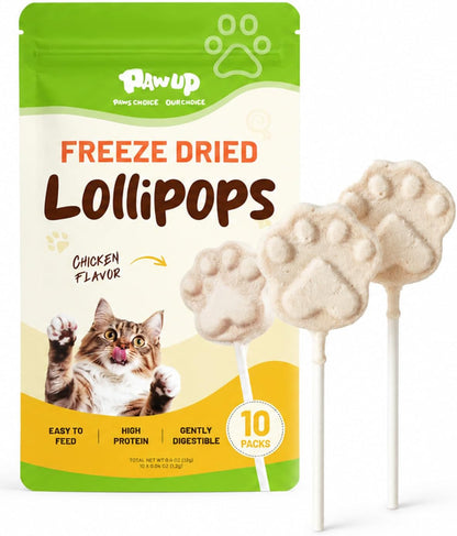 PAWUP Freeze Dried Chicken Cat Treats, High-Protein Cat Snacks, 10 Pack | Chicken First, High Protein, Interactive Feeding, Daily Rewards, Cat Lollipops Treat, Birthday Cat Treat, Interactive Feeding1