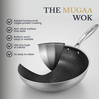 ® 11" Honeycomb Stainless Steel Wok with Lid, Nonstick, Induction Safe | Heavy-Duty Stir Fry Pan, Induction Compatible & Even Heat Distribution, Pfoa-Free Non Toxic Cookware, Oven & Dishwasher Safe3