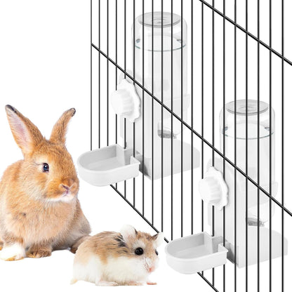 Kathson Rabbit Water Dispenser for Cage 17 Oz Hanging Guinea Pig Water Bottle No Drip Gravity Automatic Bunny Water Bottle No Leak Small Animal Water Bottle for Chinchilla Ferret Hamster（White）7
