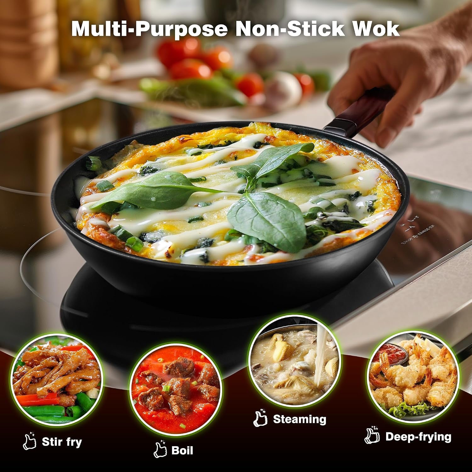 2-pcs-carbon-steel-wok-13-inch-woks-stir-fry-pans-nonstick-wok-pan-with-glass-lid-spatula-and-dish-brush-pre-seasoned-flat-bottom-chinese-wok-for-induction-electric-gas-all-stoves