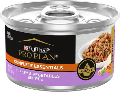 Purina Pro Plan Gravy, High Protein Wet Cat Food, COMPLETE ESSENTIALS Turkey & Vegetable Entree - (Pack of 24) 3 Oz. Pull-Top Cans1