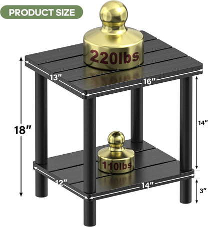 Outdoor Side Table with 2-Tier, Bamboo Small Patio Adirondack Tables | Black,Easy Assembly,Easy Maintenance,Weather Resistant,Indoor,Outdoor,Patio,Pool,Porch2