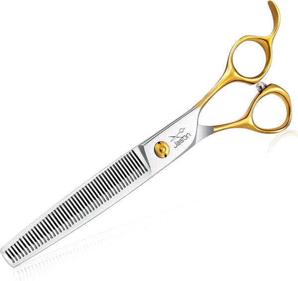 JASON Dog Grooming Thinning Scissors - 7" Trimming Blending Shears 50 Teeth | Ergonomic Pet Thinner Blender Shear Cat Texturizing Kit with Offset Handle and a Jewelled Screw, 30% Thinning Rate8