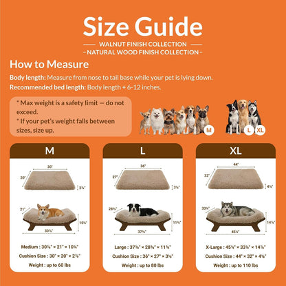 Muihood Elevated Wooden Dog Bed with Foam Mattress, Walnut, Large | Raised Dog Bed with Washable Cover, Supportive Foam Mattress, Perfect for Large Dogs and Indoor Living7