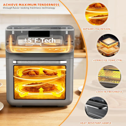Air Fryer Oven Combo 10 Qt All-In-One Oven Digital Display with 10 Presets 60 Mins Timer Automatic Shut-Off Can Be Used to Make Pizza, Bread, Seafood, and Dried Fruits and Vegetables3
