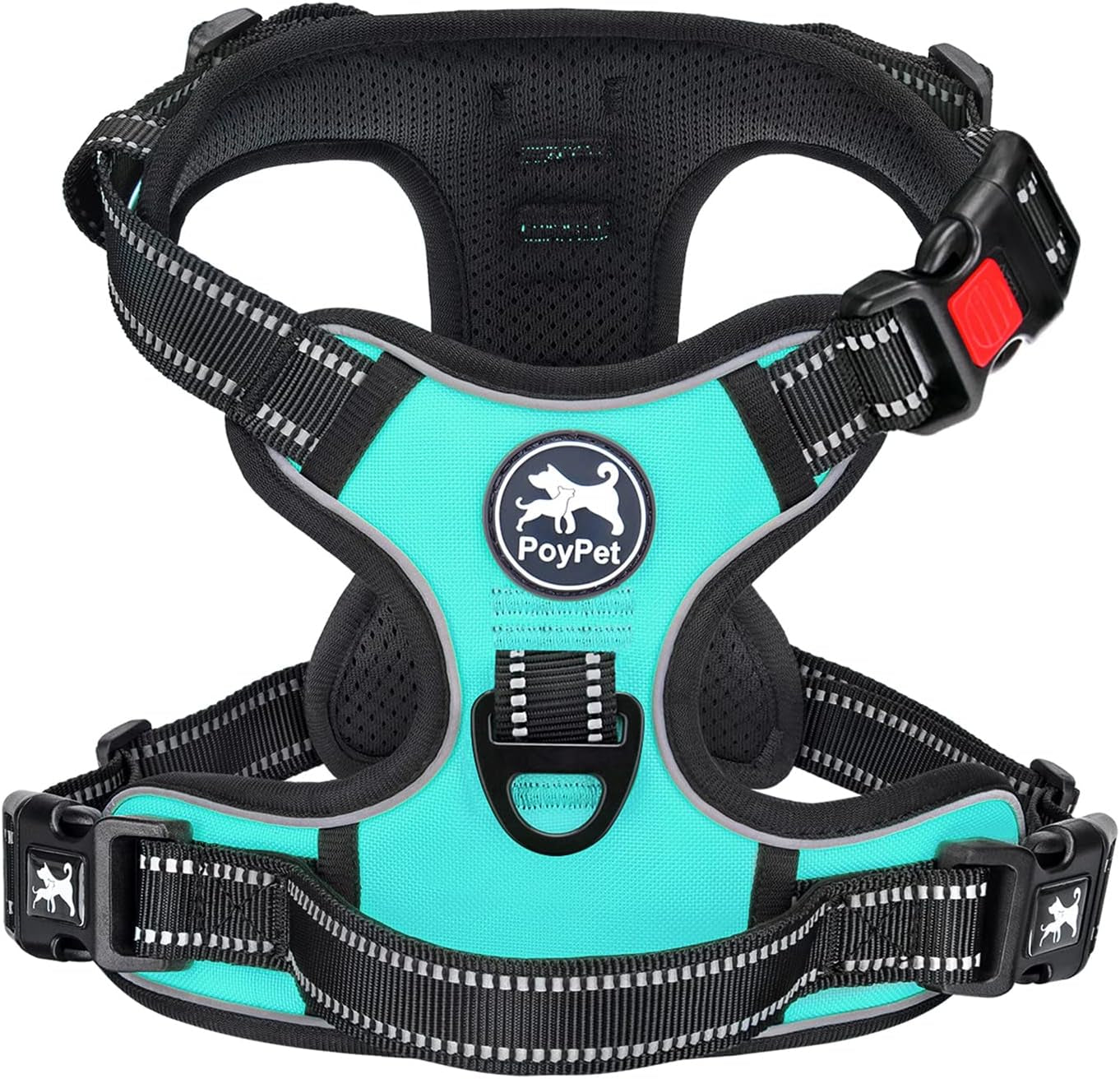 poypet-no-pull-dog-harness-no-choke-front-lead-dog-reflective-harness-adjustable-soft-padded-pet-vest-with-easy-control-handle-for-small-to-large-dogspink-medium