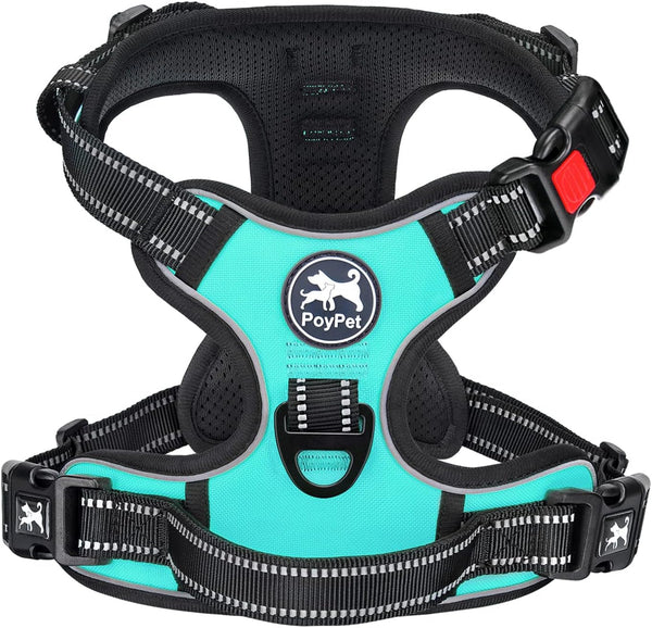 Poypet No Pull Dog Harness, No Choke Front Lead Dog Reflective Harness, Adjustable Soft Padded Pet Vest with Easy Control Handle for Small to Large Dogs(Pink, Medium)20