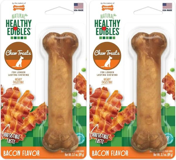 Nylabone Healthy Edibles Natural Dog Chews Long Lasting Roast Beef Flavor Treats for Dogs, Medium/Wolf (2 Count)12