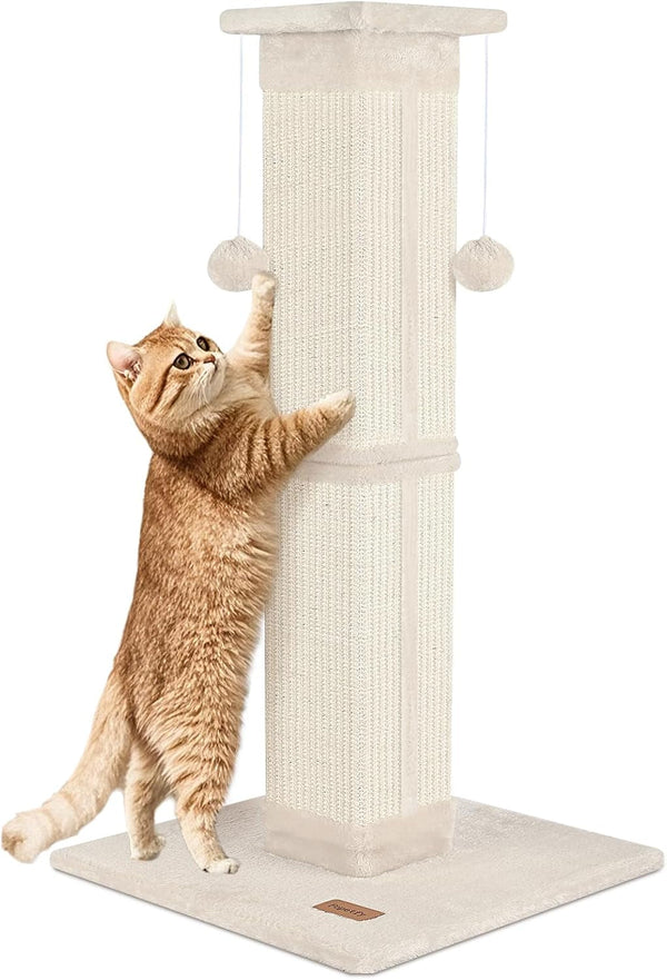 Cat Scratching Post 33 Inch for Indoor Cats, High Cat Scratch Post Grey, Cat Tree for Full-Body Stretching, Protect Your Furniture10