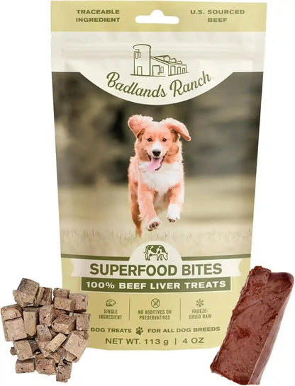 BADLANDS RANCH by Katherine Heigl – Superfood Bite Freeze-Dried Raw Beef Liver Dog Treats – High Protein Single-Ingredient Snacks for Training, Rewards & Daily Wellness1
