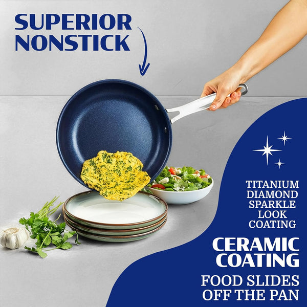 Ceraluxe 20Pc Pots and Pans Set Non Stick Ceramic Cookware Set | Deep Frying Pan & Bakeware Set Included, Non Toxic PFOA/PFOS/PTFE Free, Cool Touch Handles, Oven & Dishwasher Safe5