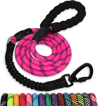 Long Dog Leash 15 FT: Heavy Duty Rope Leashes for Dogs Training with Swivel Lockable Hook Reflective Threads Bungee and Padded Handle - Dog Lead for Large Small Medium Dogs outside Walking Hiking35
