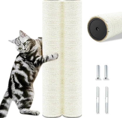 Cat Scratching Post Replacement Pole, 2 PCS 15.7In Cat Tree Replacement Post, Natural Sisal Cat Tree Replacement Parts with M8 Screws, Cat Scratch Post for Refurbishment (15.7In/40Cm)1