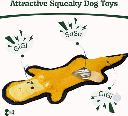 SHARLOVY No Stuffing Dog Toys Crinkle Squeaky, Long Lasting Chews for Aggressive, Durable Plush Dog Puppy Chew Toys for Teething, with 6 Tough Layers for Small Medium Large Breed-5Pack,Large3